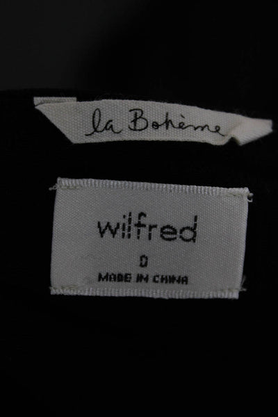 Wilfred Womens Black Bodycon Sheath Dress Square Neck 3/4 Sleeve Button Size 0