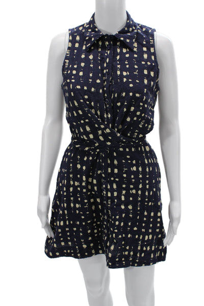 Apiece Apart Women Dark Blue Sleeveless Shirt Dress Organic Cotton Size XS