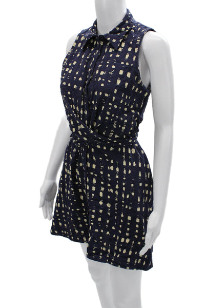 Apiece Apart Women Dark Blue Sleeveless Shirt Dress Organic Cotton Size XS