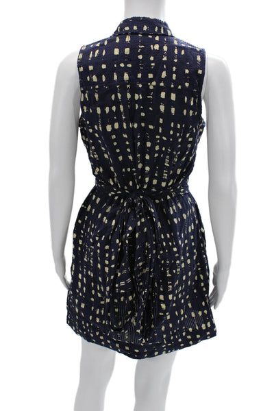 Apiece Apart Women Dark Blue Sleeveless Shirt Dress Organic Cotton Size XS
