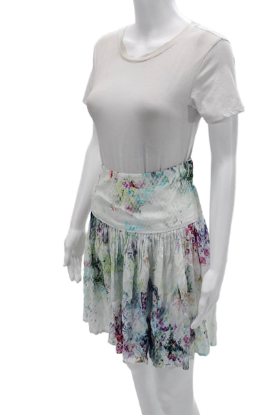 Margaret OLeary Womens A-Line Mini Skirt White Floral Polyester Blend Size XS