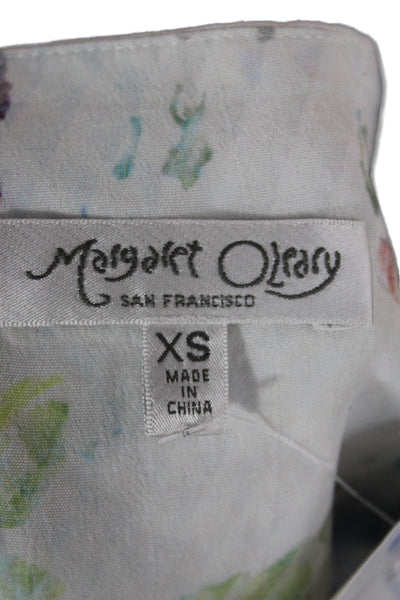 Margaret OLeary Womens A-Line Mini Skirt White Floral Polyester Blend Size XS