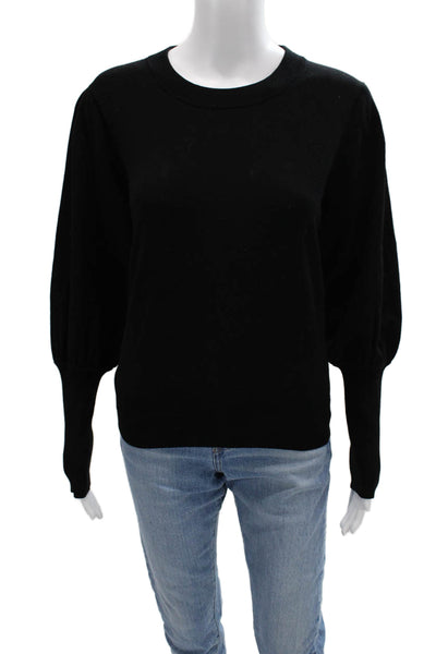 Minnie Rose Womens Pullover Sweater Black Crew Neck Long Sleeve Size L