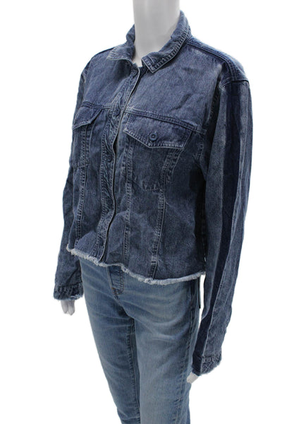 Bella Dahl Womens Blue Collared Button Long Sleeve Tencel Jacket Size M