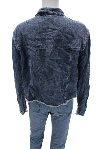 Bella Dahl Womens Blue Collared Button Long Sleeve Tencel Jacket Size M