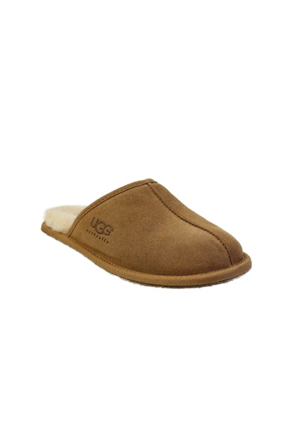 Ugg Girls Suede Shearling Lined Slip On Slipper Shoes Brown Size 2