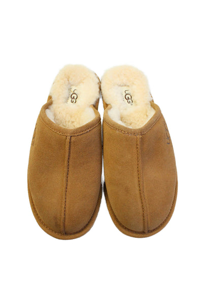 Ugg Girls Suede Shearling Lined Slip On Slipper Shoes Brown Size 2