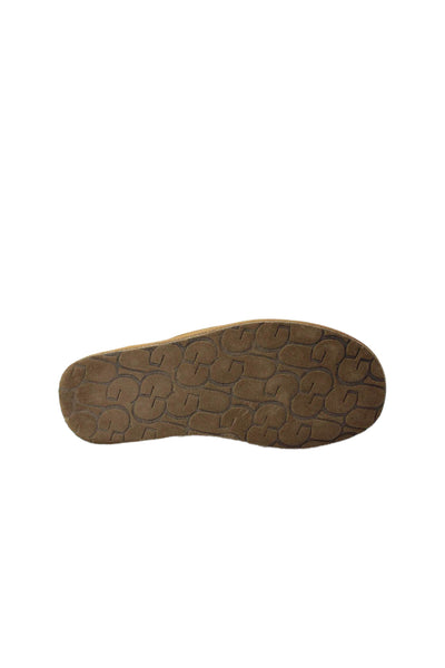 Ugg Girls Suede Shearling Lined Slip On Slipper Shoes Brown Size 2