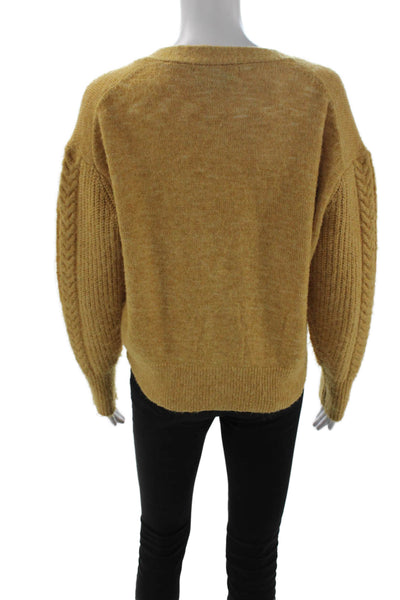 Heartloom Women Yellow V-Neck Bohemian Cardigan Long Sleeve Button Size XS