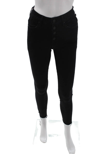Mother Womens Ankle Skinny Jeans Black Button Fly Size 24