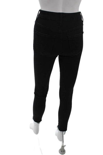 Mother Womens Ankle Skinny Jeans Black Button Fly Size 24