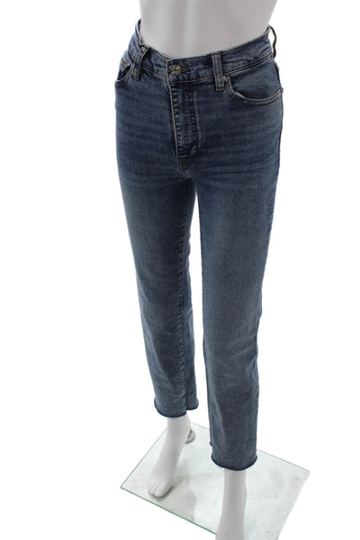Frame Womens Cropped Straight Jeans Blue Mid Rise Button Fly Size 24
