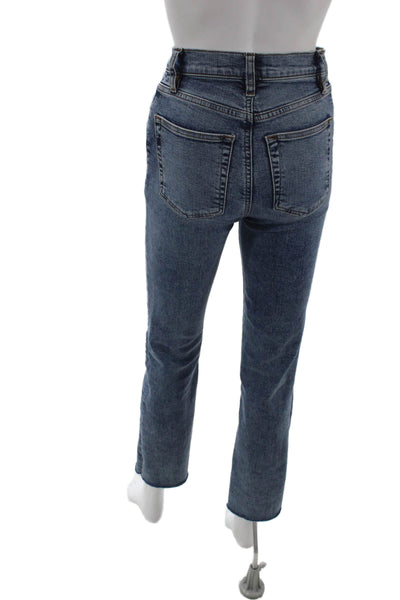 Frame Womens Cropped Straight Jeans Blue Mid Rise Button Fly Size 24