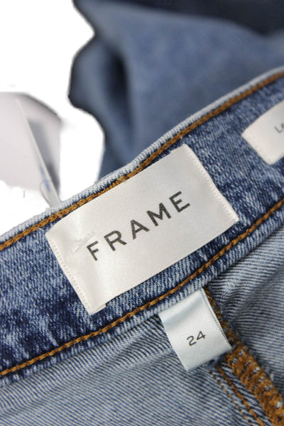 Frame Womens Cropped Straight Jeans Blue Mid Rise Button Fly Size 24