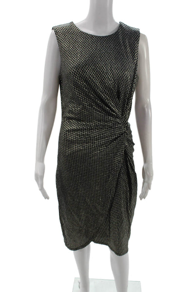 T Tahari Womens Sheath Black Argyle Sleeveless Knee Length Dress Size M
