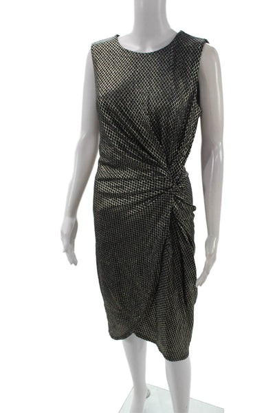 T Tahari Womens Sheath Black Argyle Sleeveless Knee Length Dress Size M
