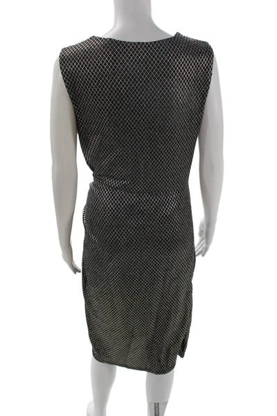 T Tahari Womens Sheath Black Argyle Sleeveless Knee Length Dress Size M