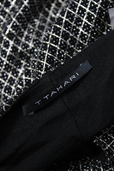 T Tahari Womens Sheath Black Argyle Sleeveless Knee Length Dress Size M