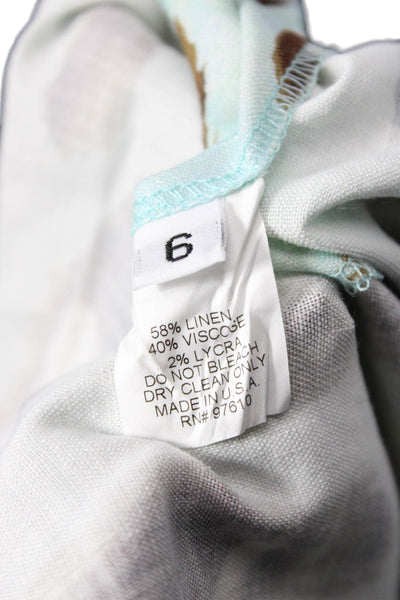Leggiadro Womens Light Blue Collared Shirt Dress Linen Blend Size 6