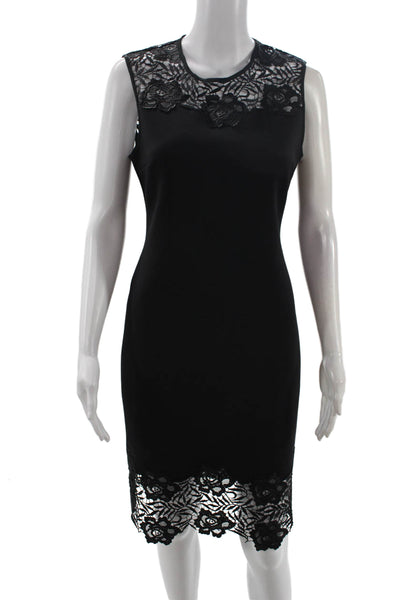 Clover Canyon Women Sheath Dress Black Floral Sleeveless Round Neck Zip Size M