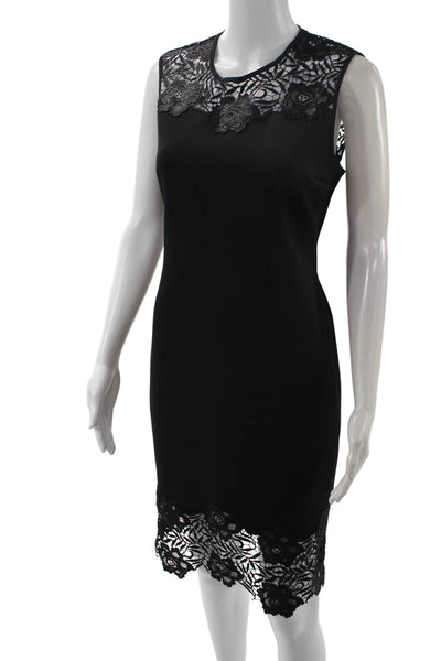 Clover Canyon Women Sheath Dress Black Floral Sleeveless Round Neck Zip Size M