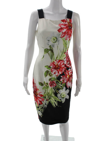 Adrianna Papell Women Bodycon Pencil Dress Black Square Neck Knee Length Size 4