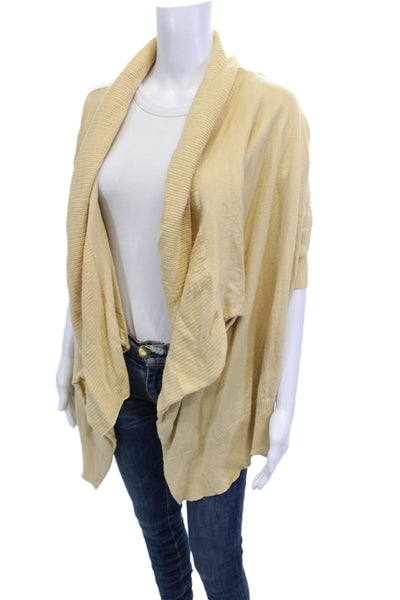 Peruvian Connection Women Beige Cotton Linen Cardigan Short Sleeve Boho Size M