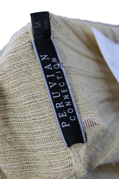 Peruvian Connection Women Beige Cotton Linen Cardigan Short Sleeve Boho Size M
