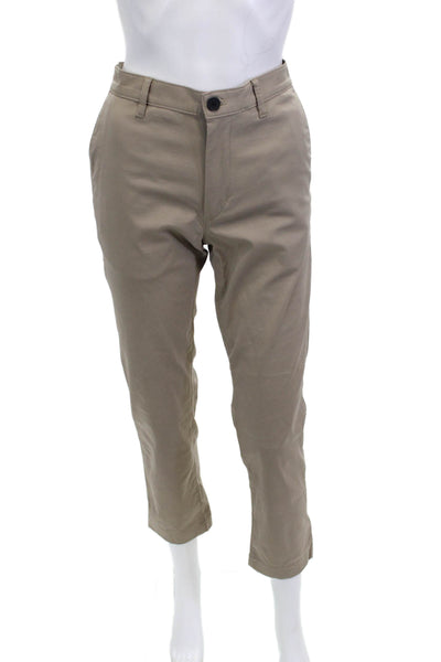 Theory Mens Beige Cropped Chino Khakis Button Polyester 27in Size 30