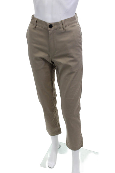 Theory Mens Beige Cropped Chino Khakis Button Polyester 27in Size 30