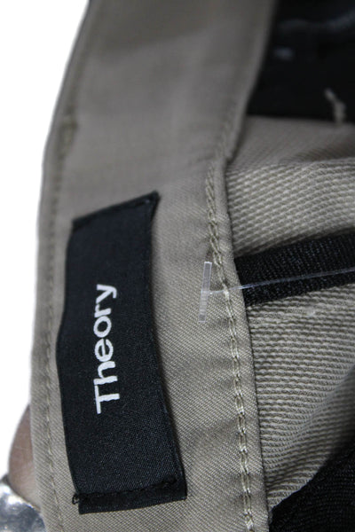 Theory Mens Beige Cropped Chino Khakis Button Polyester 27in Size 30