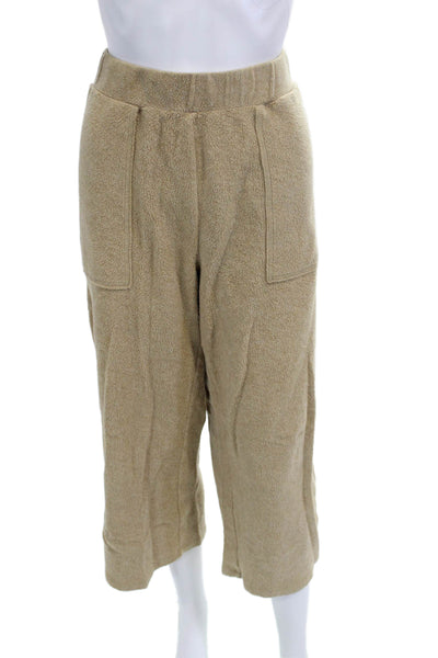 Madewell Women Cropped Jogger Sweatpants Beige Polyester Cotton Viscose Size L