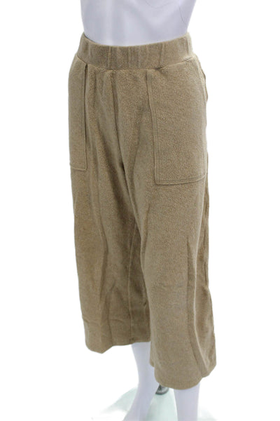 Madewell Women Cropped Jogger Sweatpants Beige Polyester Cotton Viscose Size L