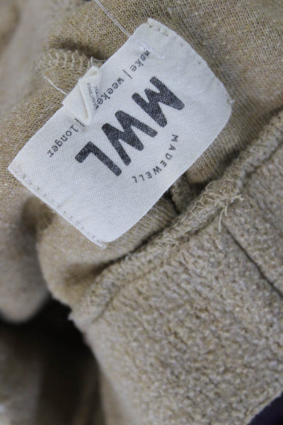 Madewell Women Cropped Jogger Sweatpants Beige Polyester Cotton Viscose Size L