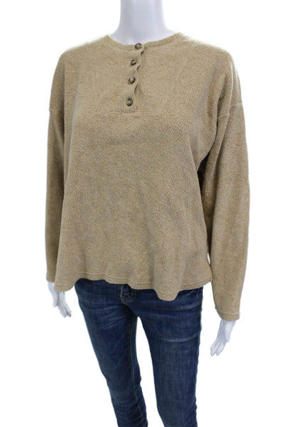 Madewell Unisex Henley Pullover Sweater Beige Crew Neck Button Size S