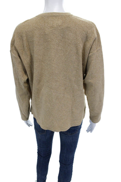 Madewell Unisex Henley Pullover Sweater Beige Crew Neck Button Size S