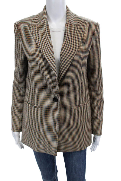 Something Navy Women Beige Checked Collared Button Blazer Classic Fall Size XS