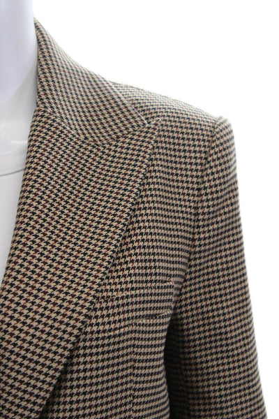 Something Navy Women Beige Checked Collared Button Blazer Classic Fall Size XS