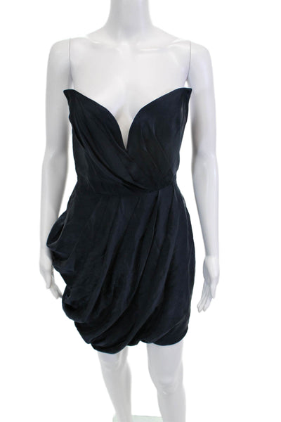 Zimmermann Womens Mini Bodycon Sleeveless Silk Dress Dark Blue Hook Eye Size 1