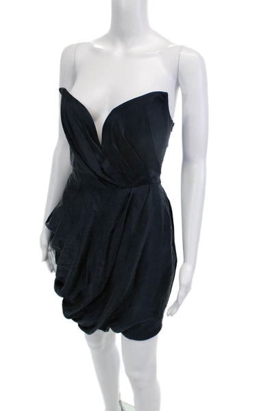 Zimmermann Womens Mini Bodycon Sleeveless Silk Dress Dark Blue Hook Eye Size 1