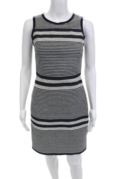 J Crew Women Sheath Tank Sweater Dress Dark Blue Silk Striped Knee Size 00