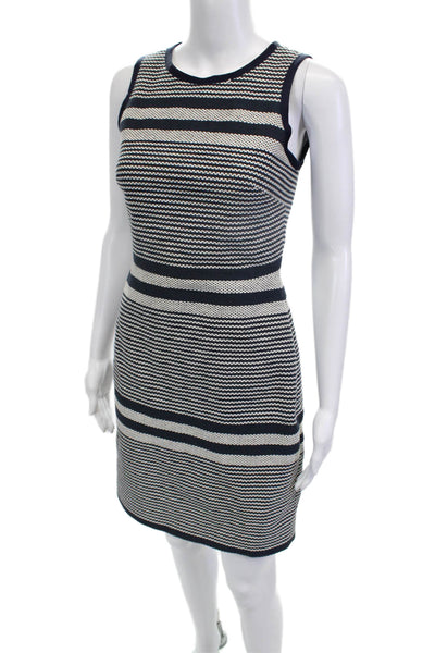 J Crew Women Sheath Tank Sweater Dress Dark Blue Silk Striped Knee Size 00
