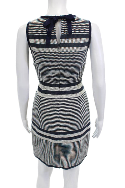 J Crew Women Sheath Tank Sweater Dress Dark Blue Silk Striped Knee Size 00