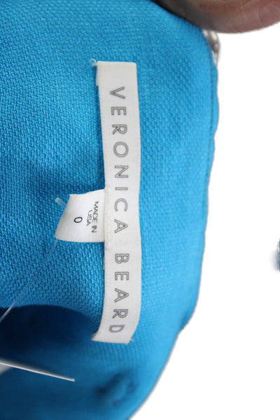 Veronica Beard Unisex Shorts Blue Linen Blend Buckle Beach Size 0