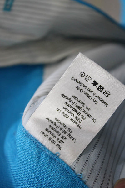 Veronica Beard Unisex Shorts Blue Linen Blend Buckle Beach Size 0