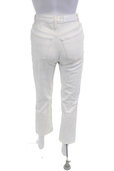 Re/Done Womens Cropped Straight Jeans White High Rise Size 24