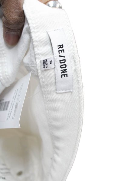 Re/Done Womens Cropped Straight Jeans White High Rise Size 24