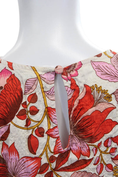 Zara Womens Shift Dress Beige Floral Knee Length 3/4 Sleeve Polyester Size XS