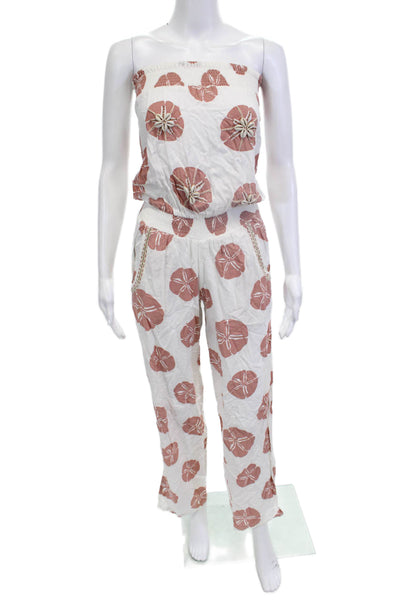 Boheme by Skemo Womens White Floral Square Neck Sleeveless Jumpsuit Size S