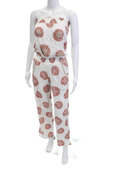 Boheme by Skemo Womens White Floral Square Neck Sleeveless Jumpsuit Size S